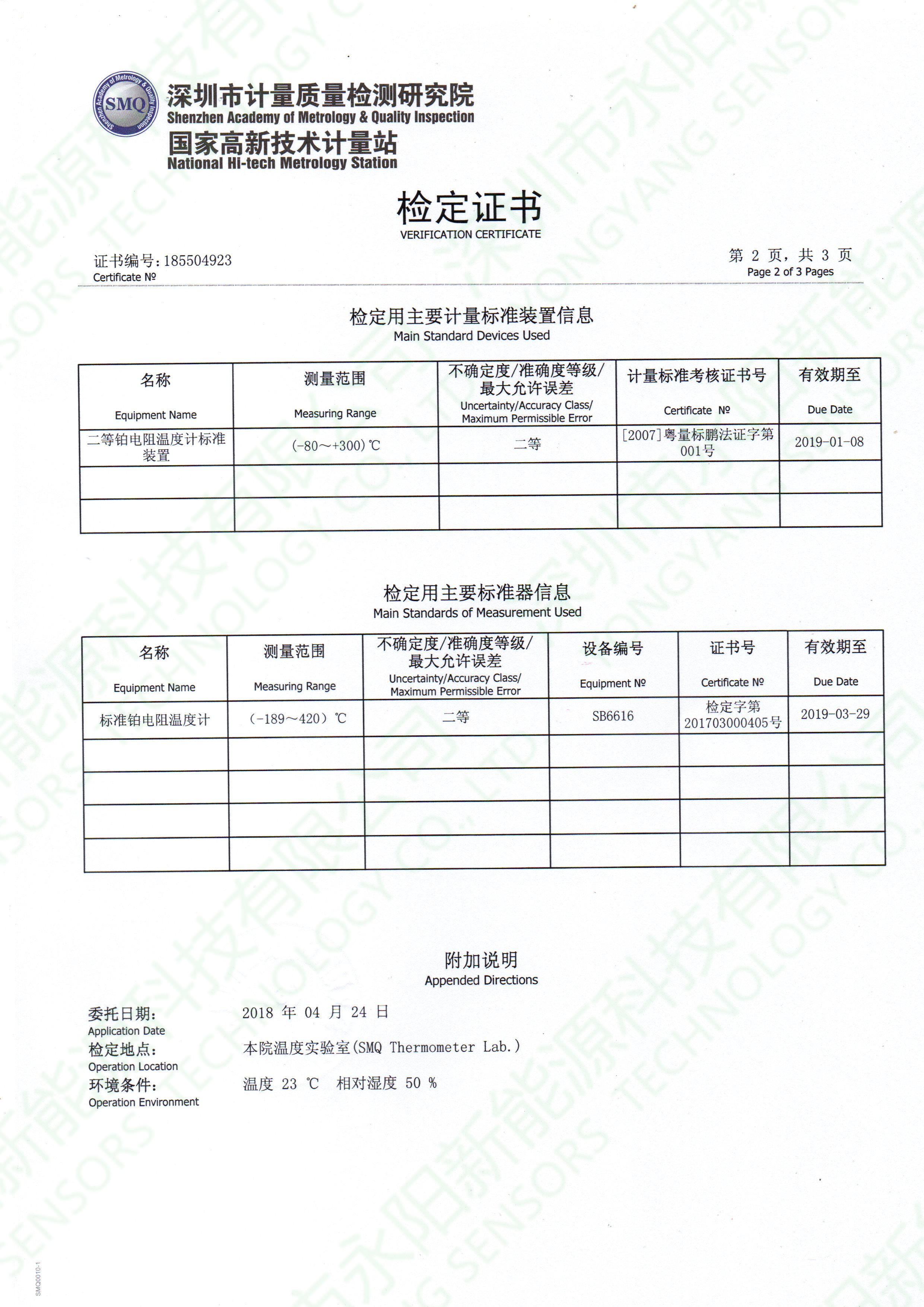 PT100溫度傳感器1/3B級證書